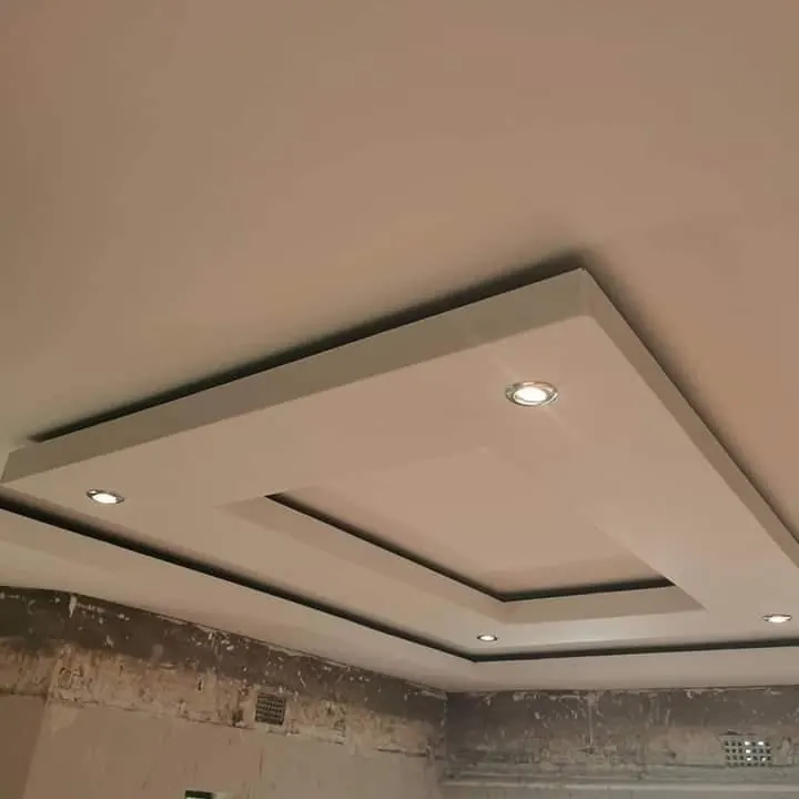 Bulkhead ceiling with recessed downlights