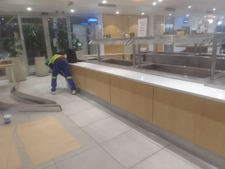 Service counter cabinetry during installation
